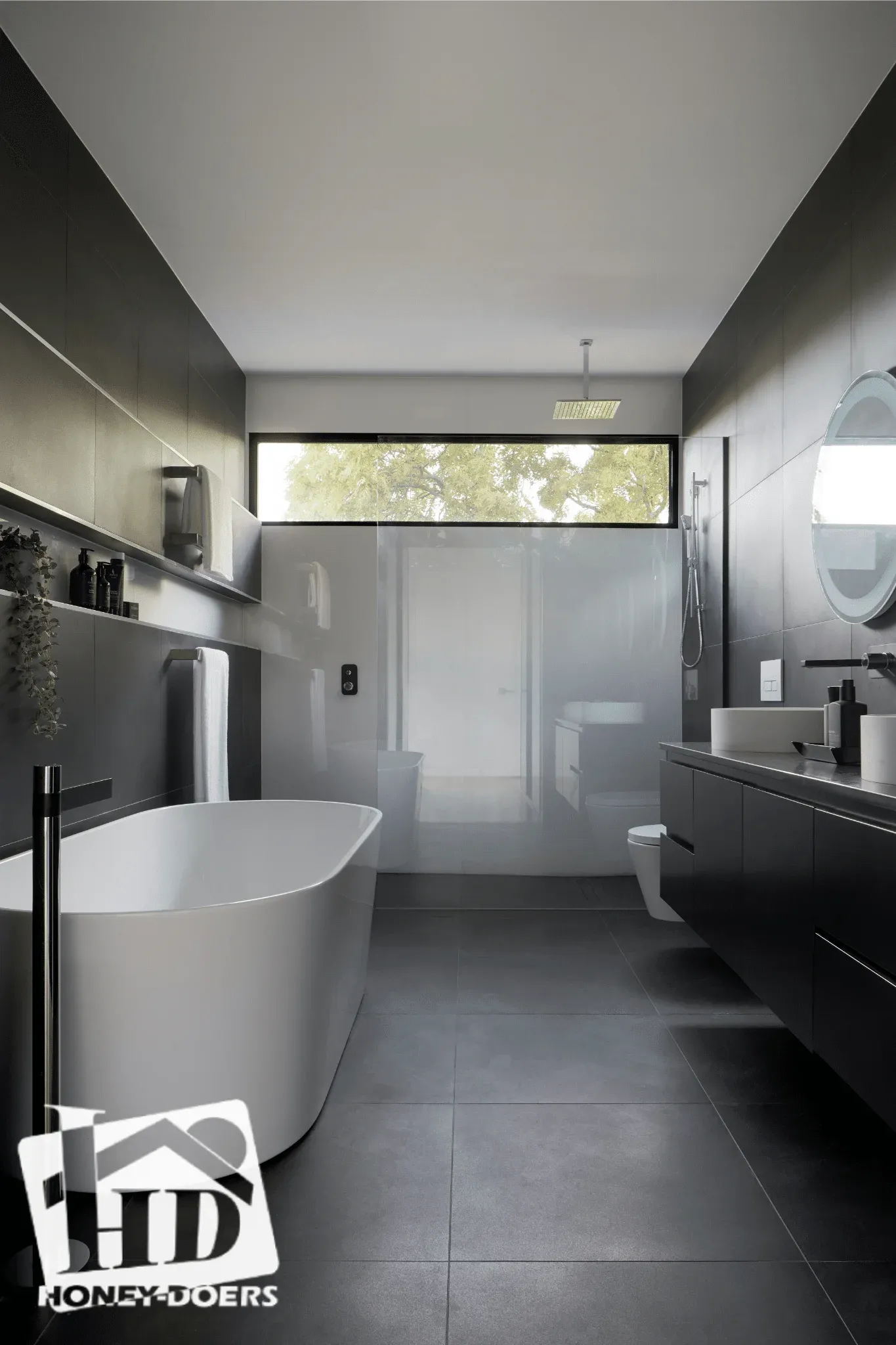 Slate tiled bathroom remodel
