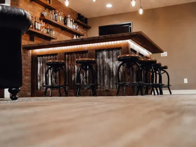 Burnsville Basement Remodel with Barnwood Bar – photo 17