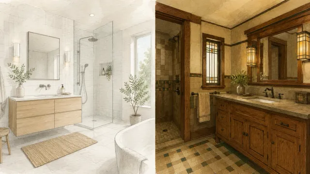 Scandinavian vs. Prairie Style Bathroom Design