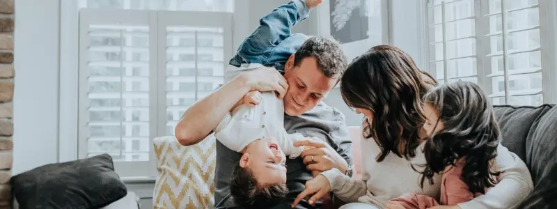 Family in their remodeled living room