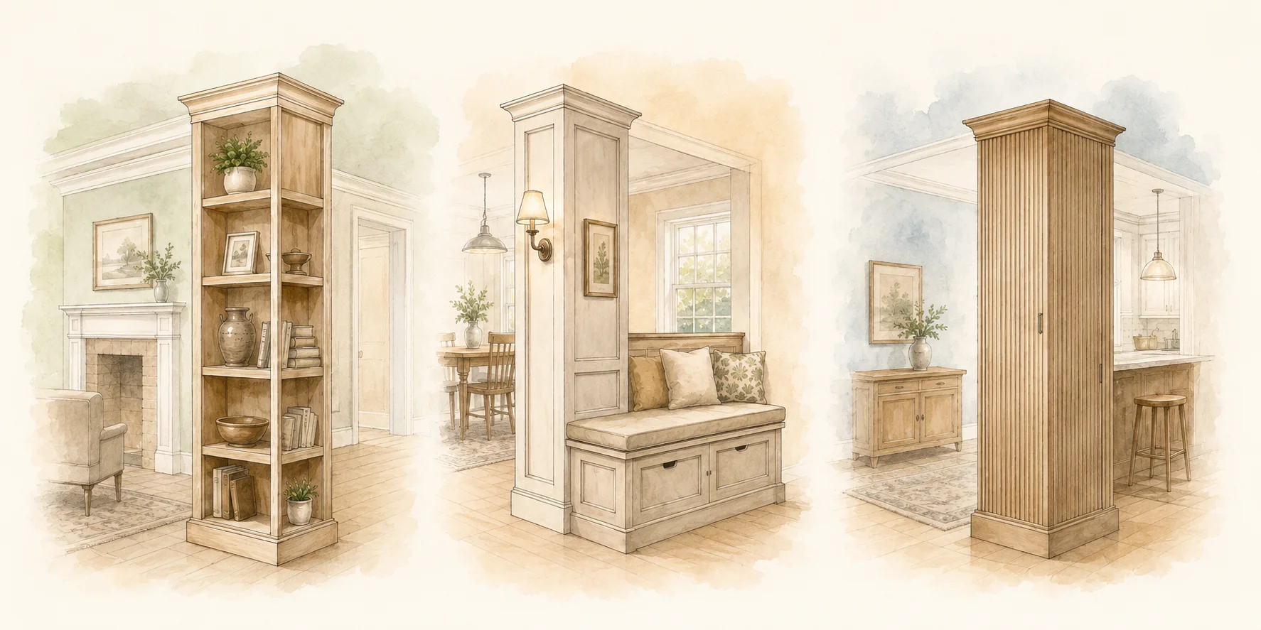 Maximizing Dead Corners: Three Creative Cabinetry Solutions for Awkward Structural Pillars