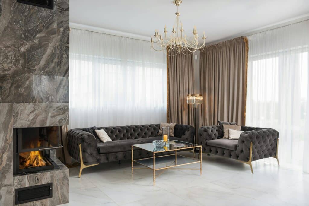 double glass fireplace