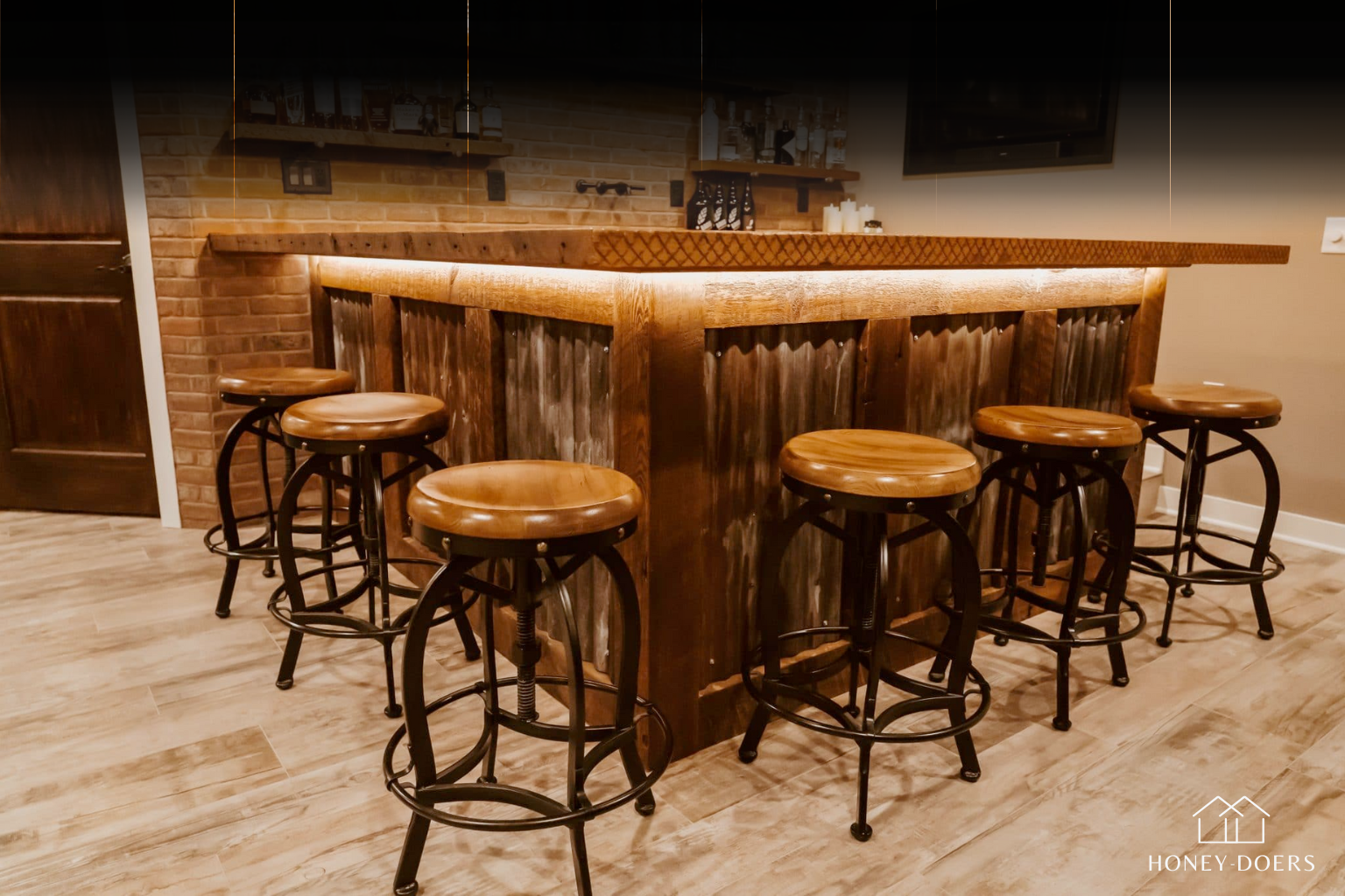 Interior remodeling project showing contained work area in a Minnesota home during winter.